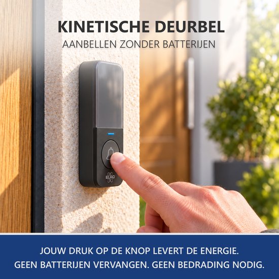 ELRO DB6000 Draadloze Kinetische Deurbelset - Met 2x USB-C Snellaadpoorten - Geen Batterijen Nodig — afbeelding 4