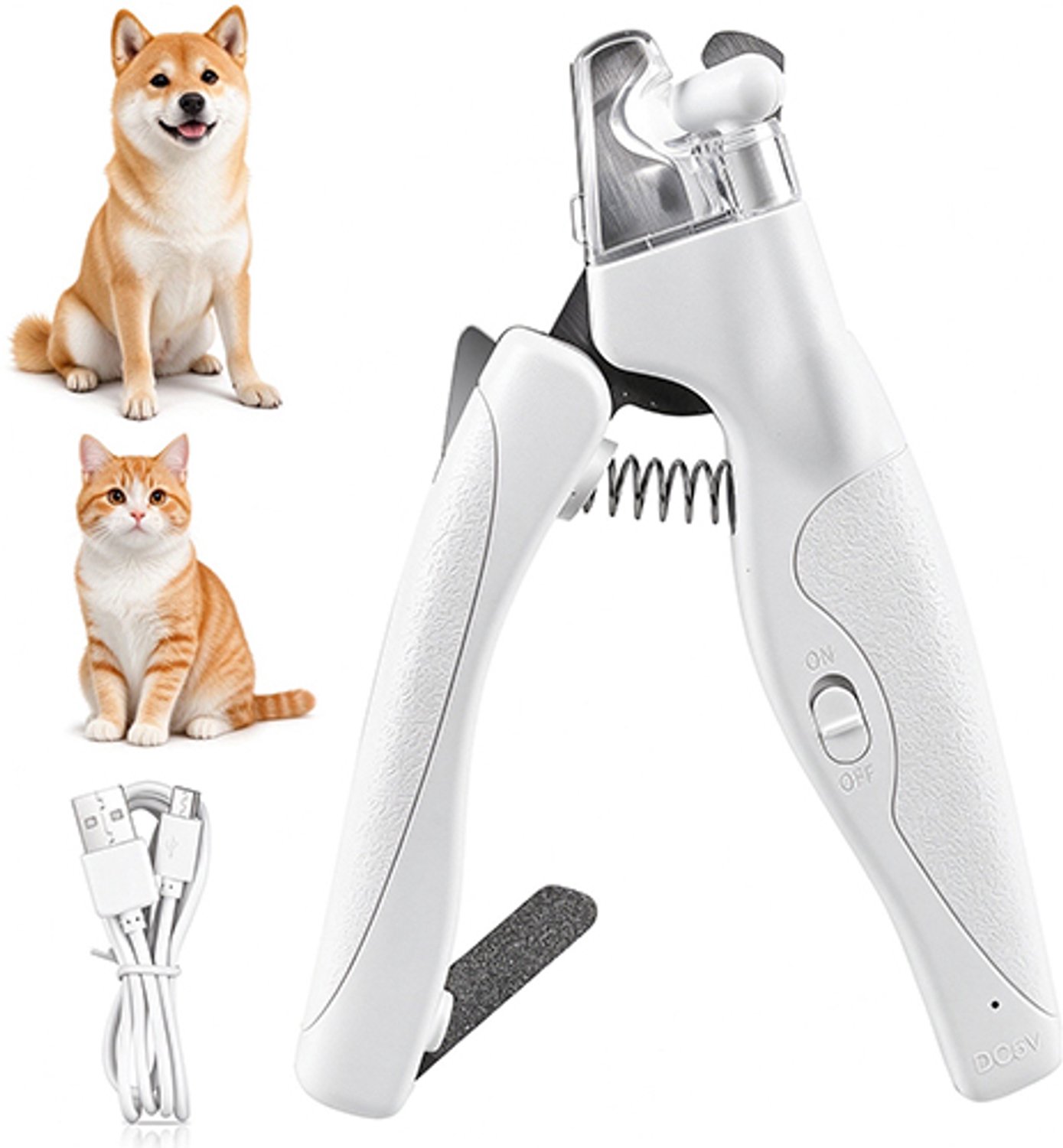 Lifhelpe Huisdier nagelknipper - Met LED verlichting - Ergonomische antislip handgreep - Oplaadbaar via USB - Met nagelopvang - Voor honden en katten