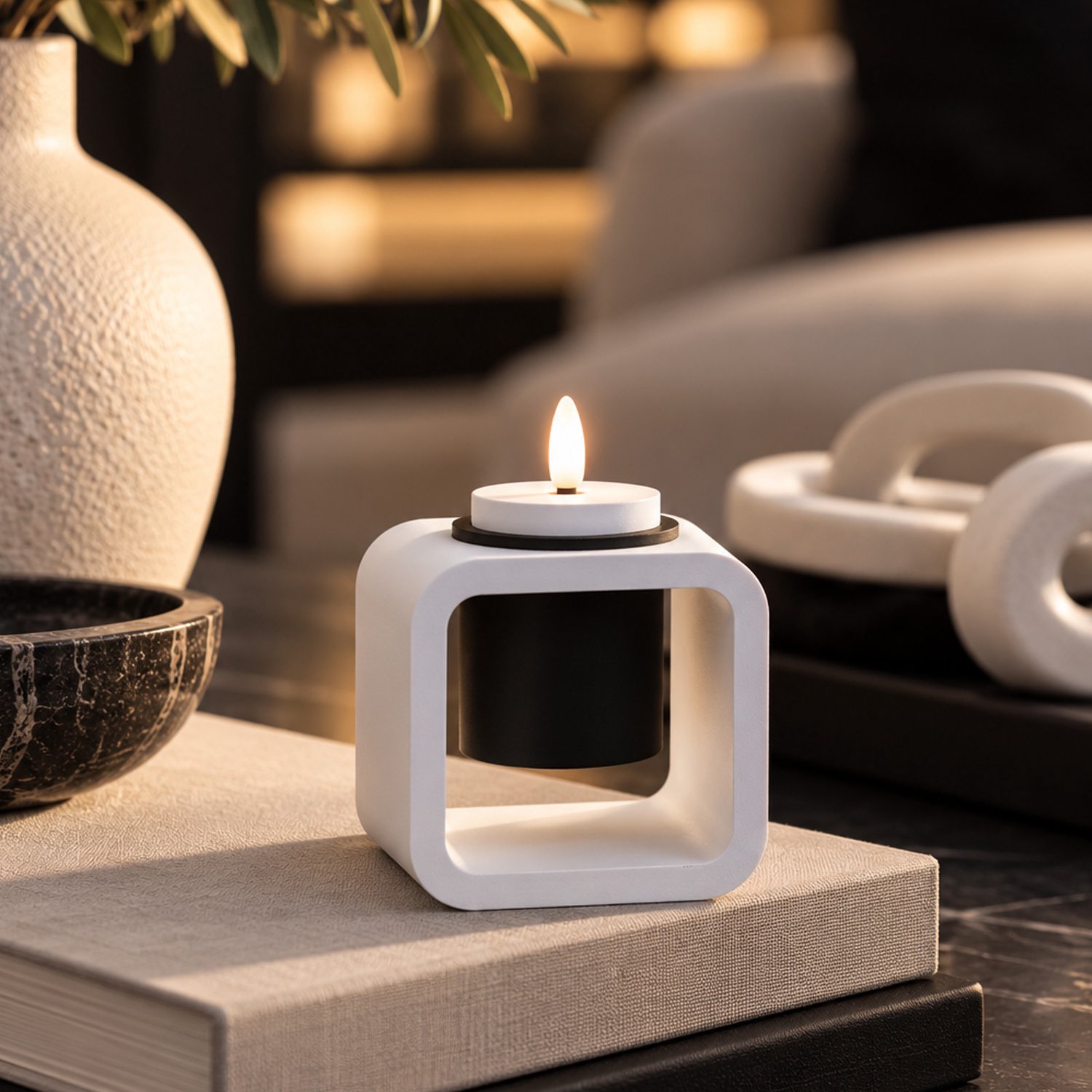 Oplaadbare LED Kaars Destiny – Wit Luxe Design – met bewegende vlam – 80 uur Brandtijd – Afstandsbediening & Timer - usb oplaadbaar