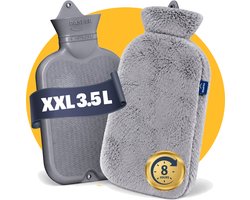 Pasper XXL kruik met hoes 3.5 liter - naadloos ontwerp - warmwaterkruik - 8 uur warmte - grijs - kruikzak
