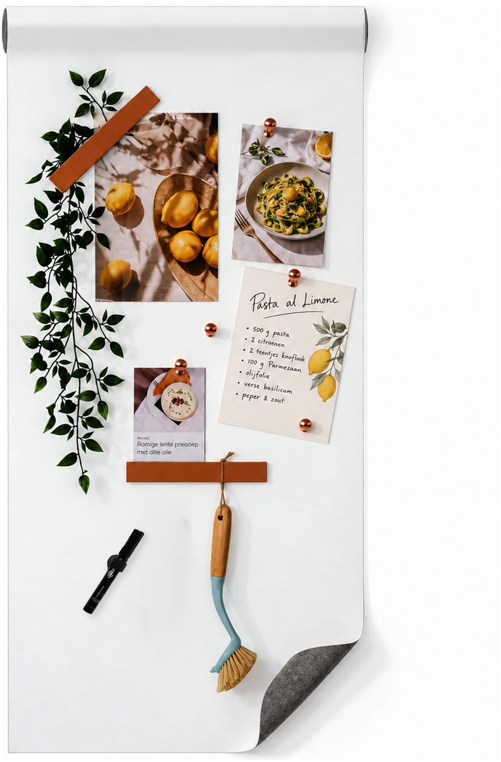 Starters Kit - Zelfklevend Magneetbehang Wit Met Accessoires - 60x150cm - Wit - Kamer26