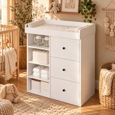 2-in-1 Luiercommode - Kaptafel - Opslagkastje - Commode Kast - Multifunctioneel Ladekast - Verstelbare reling - Met lades - Met open vakken - 82x50x100 cm - Stabiel en duurzaam - Wit