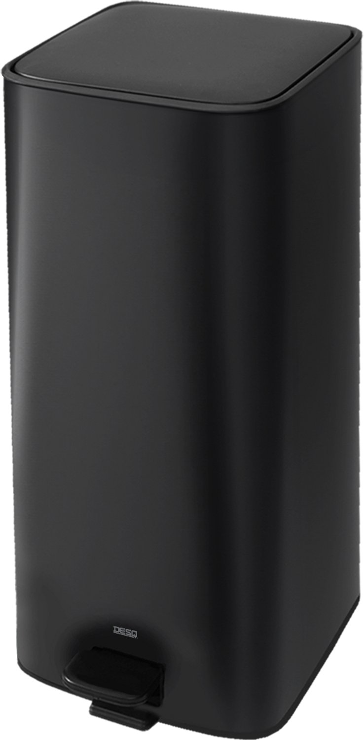 DESQ® Pedaal Prullenbak 30 liter – RVS afvalbak – Onzichtbare afvalzakbevestiging – RVS – Binnenemmer – Softclose – Dutch Design - Zwart