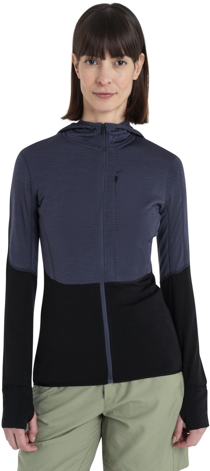 Icebreaker 200 Realfleece Descender - Hoodie - Dames Graphite/Zwart - XS