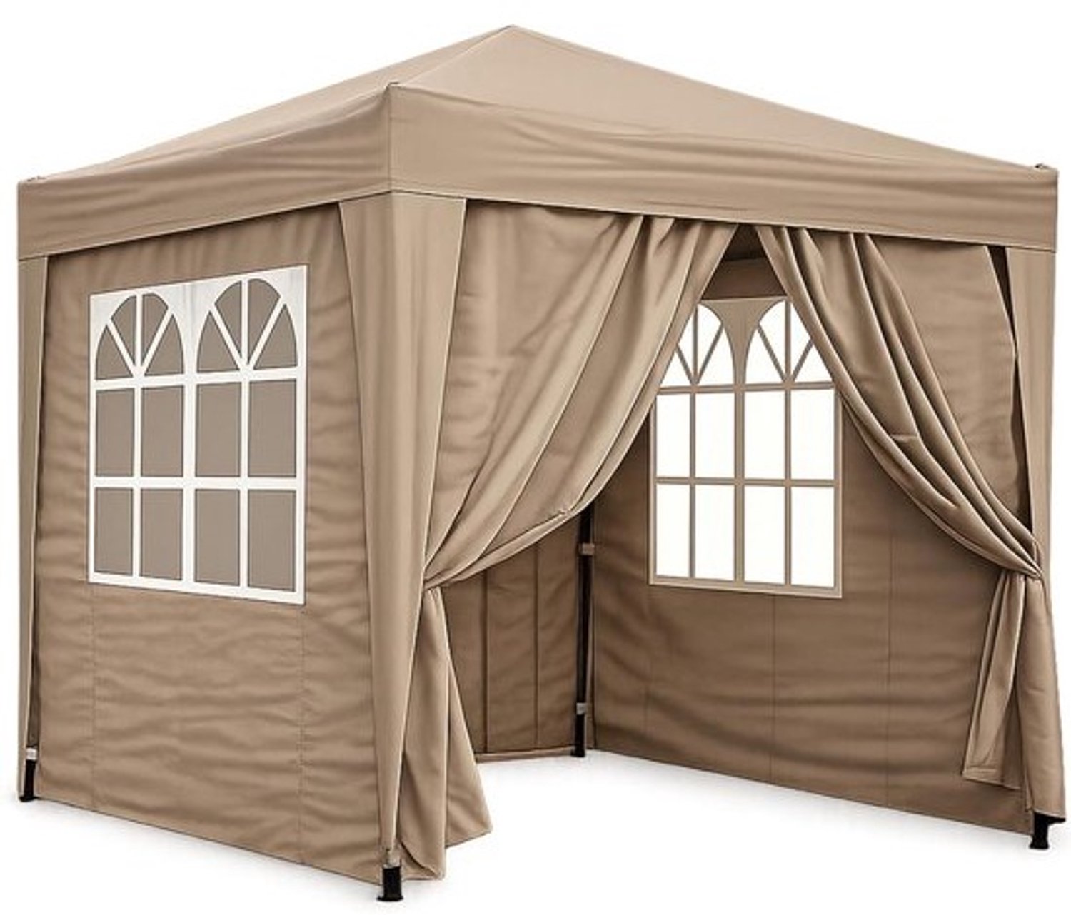 Pop-uppaviljoen - Vouwtent voor feesten - Buitenfeestjes organiseren - Eenvoudige klittenbandsluiting - 25 x 25 meter - Beige