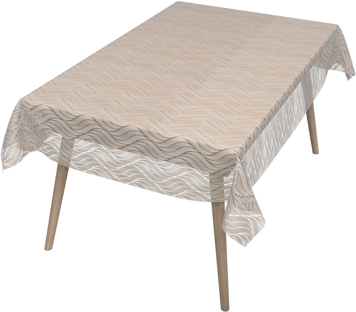 ANRO Tafelzeil op rol Kantlook Crème 138cm x 20m – Afwasbaar Tafelkleed Rechte rand Waterafstotend