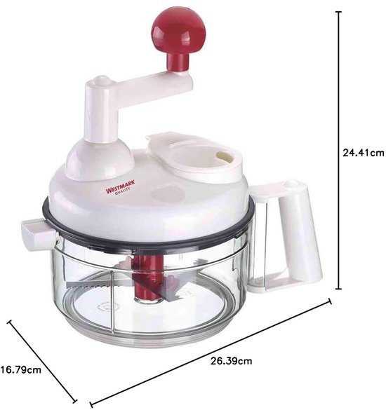 Handmatige 9-in-1-keukenmachine, incl. 11 accessoires, roestvrij staal/kunststof,, wit/doorzichtig/rood, 97142260 — afbeelding 4