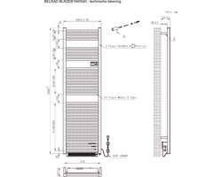 BELRAD elektrische handdoekradiator met blower – Smart WiFi – digitale thermostaat – 2000W – 1840x540 mm – mat zwart
