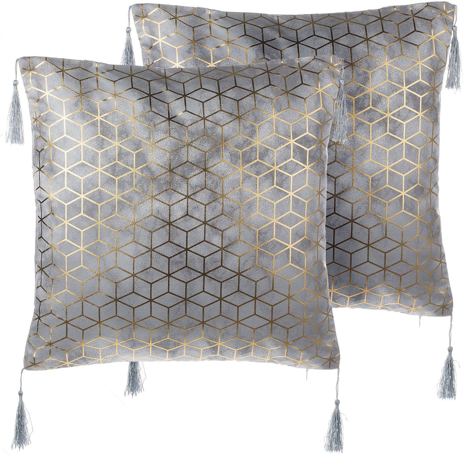 Beliani CAMELLIA - Sierkussen set van 2 - Zilver - 45 x 45 cm - Polyester