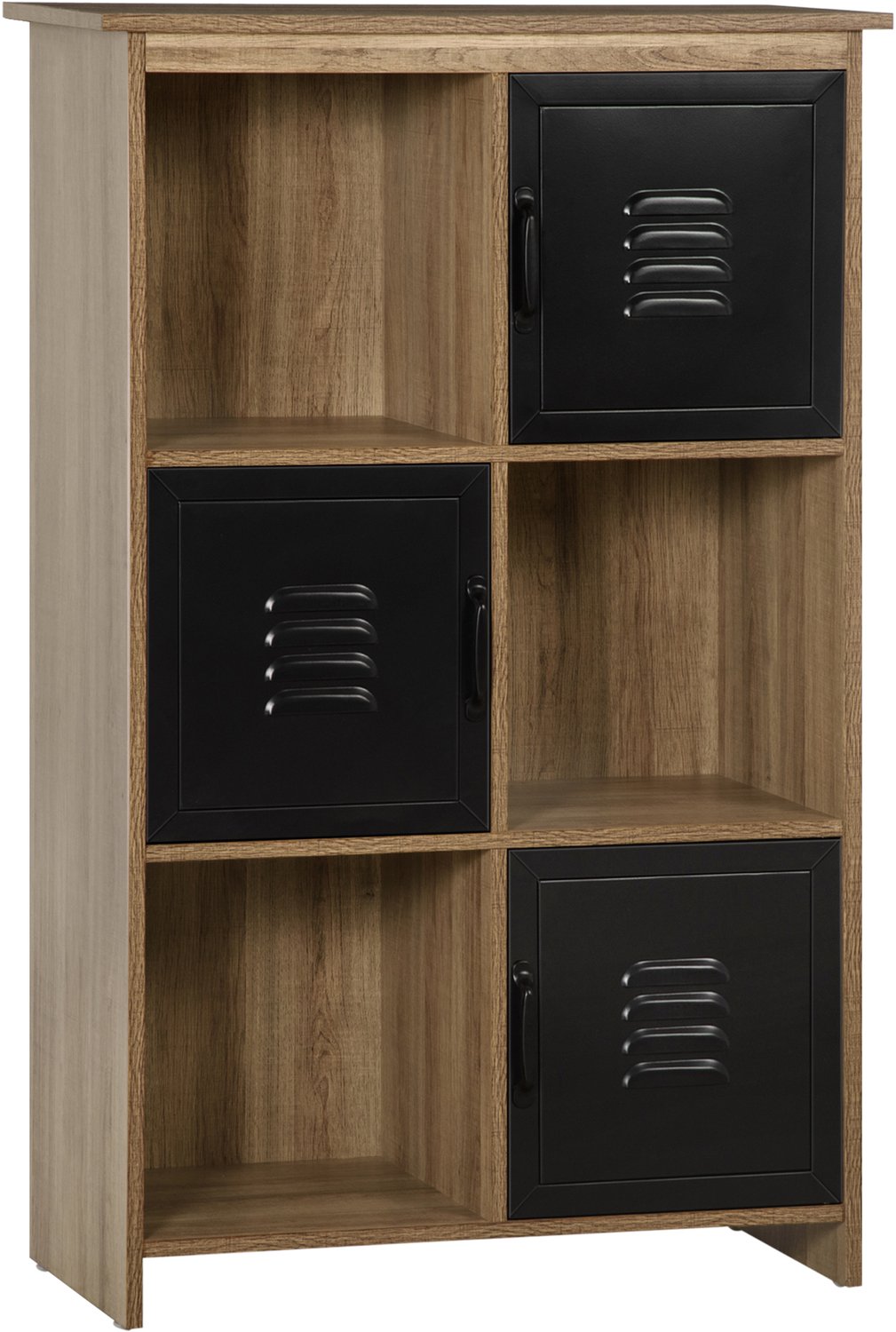HOMCOM Boekenkast - Hout - 75x35x116,5cm - Bruin met nerf, Zwart