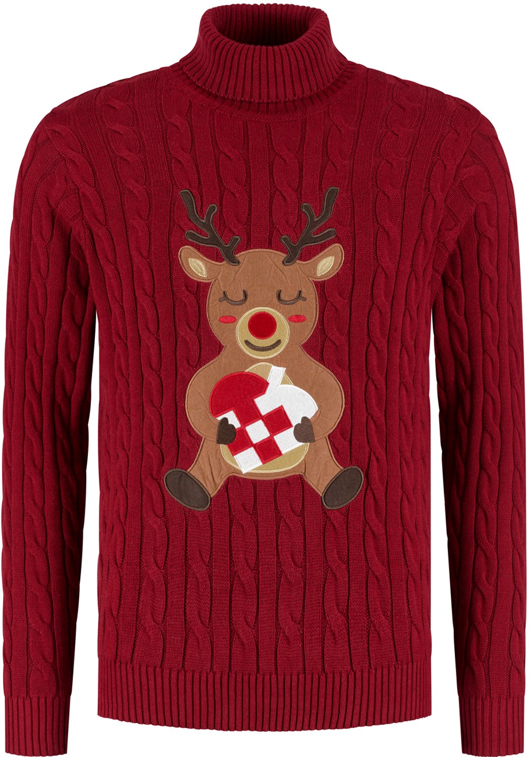 Happy Seasons Foute Kersttrui Dames & Heren - Christmas Sweater - 100% Biologisch Katoen - Mannen & Vrouwen "Lief rendier" Maat 3XL/4XL