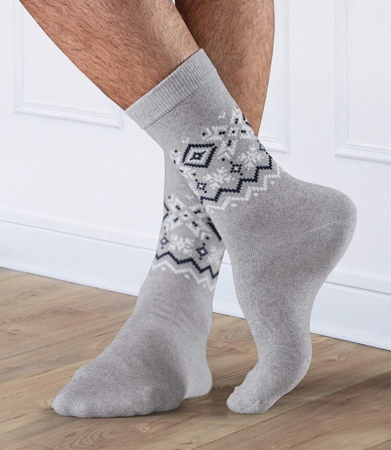 ATLAS FOR MEN - Set van 4 paar sokken met jacquardmotief - Heren - Verkrijgbaar in grote maten - 43/46