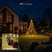 Lumedi 320 Batterij - 2 meter - LED Kerstboom Buiten - Op Batterijen - Incl. Deelbare mast - Vlaggenmast Verlichting - 320 Warm Wit Led Lampjes - Afstandsbediening - Kerstverlichting voor buiten