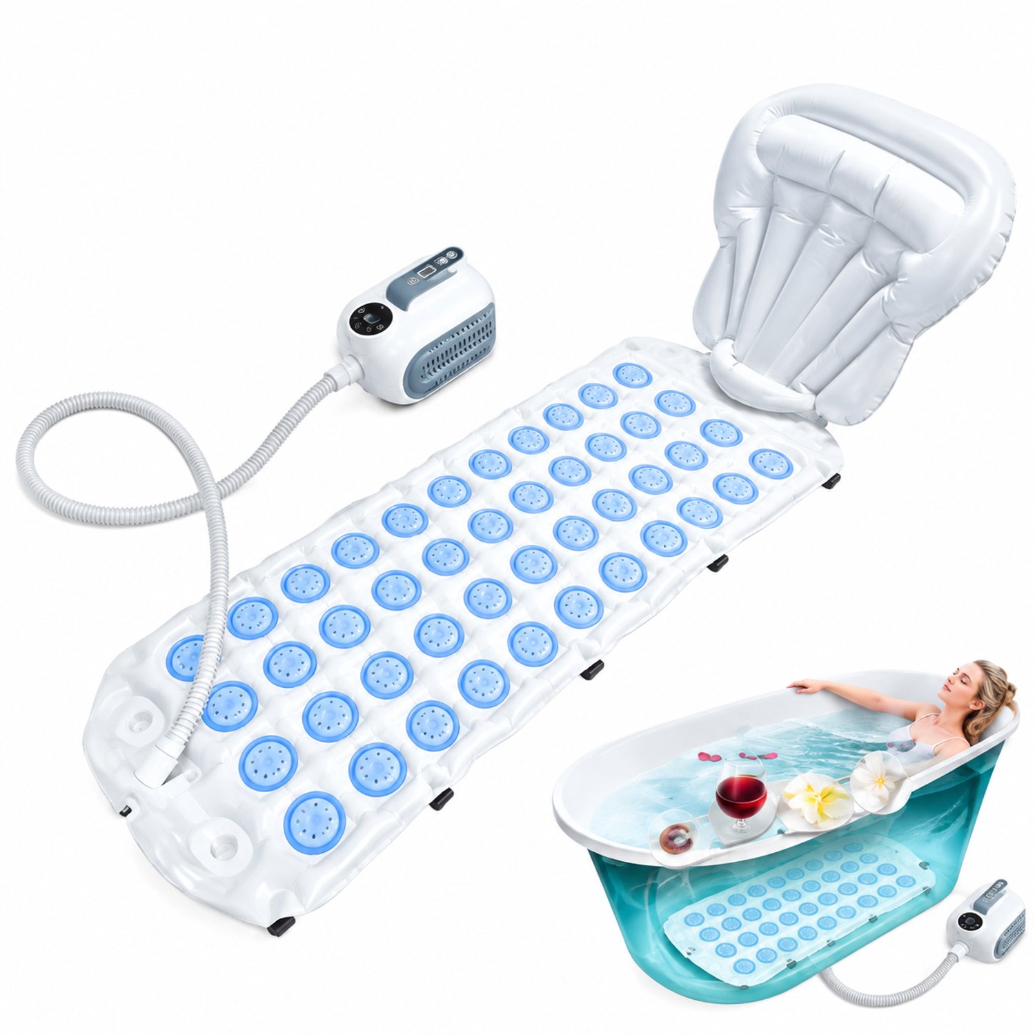 CreateEcom bubbelbadmat - Elektrische bubbelbadmassagemat - bad accessoires - Volledige lichaams-spa - ontspanningsbadkussen - met afstandsbediening - Thuis salon SPA relaxmat