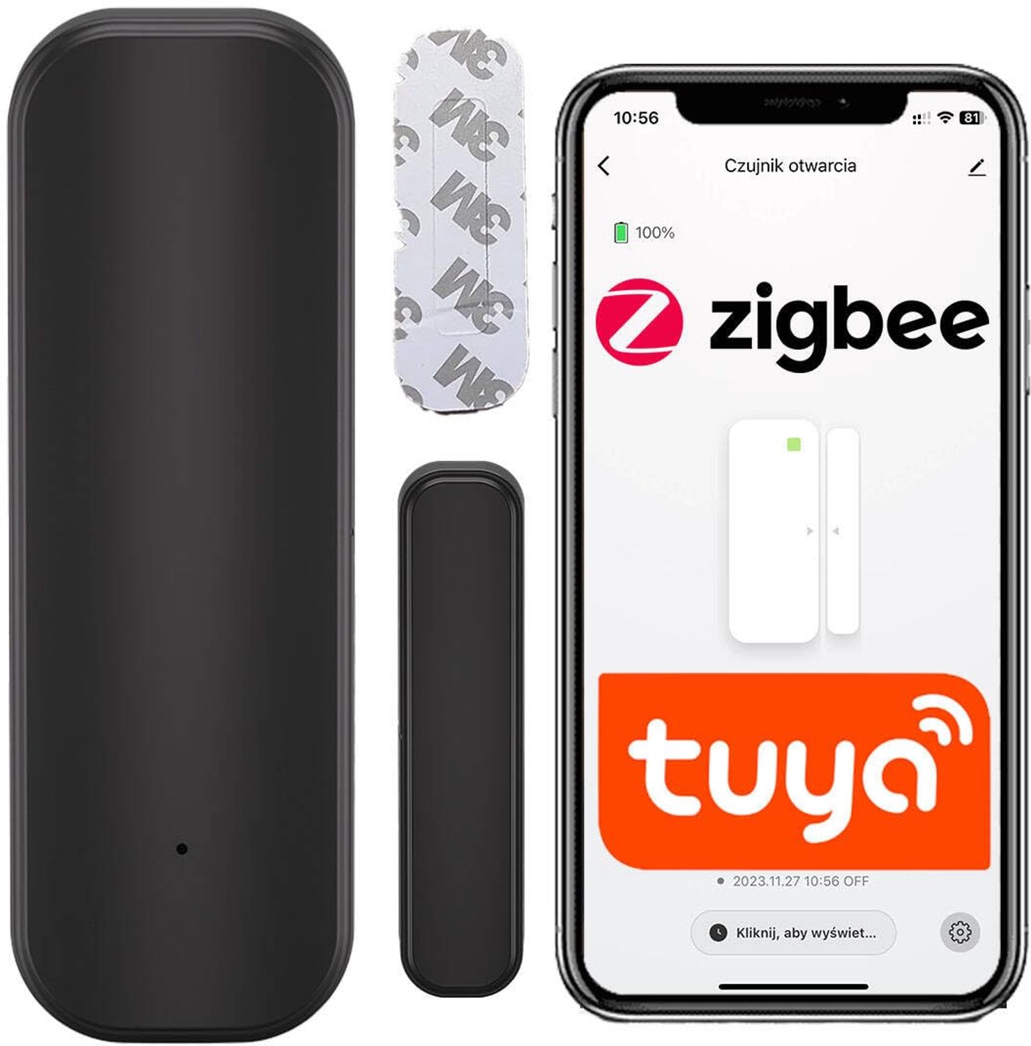 ZigBee Raamcontact, deursensor, zwart, 2X AAA