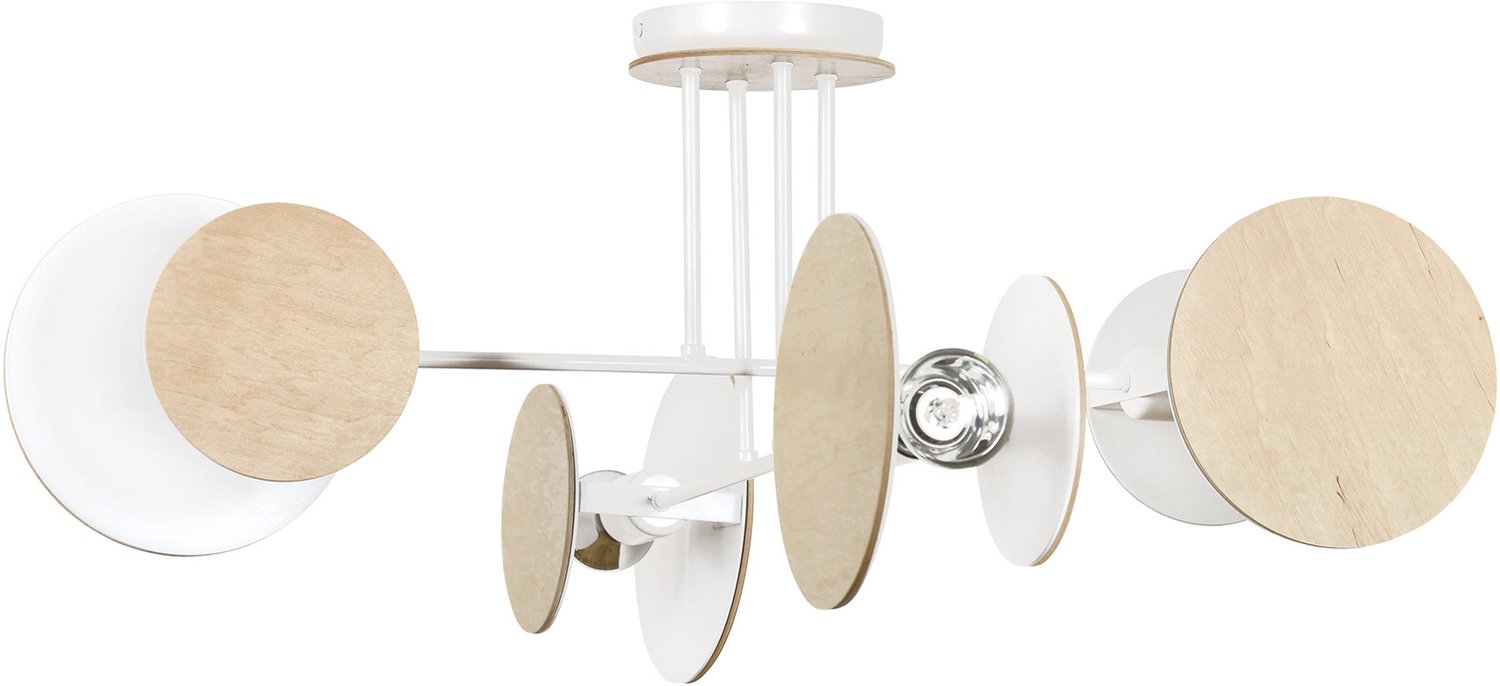Emibig Turku uitzonderlijke witte plafondlamp hout 4X E27 - Perfect voor Scandinavisch design in uw interieur
