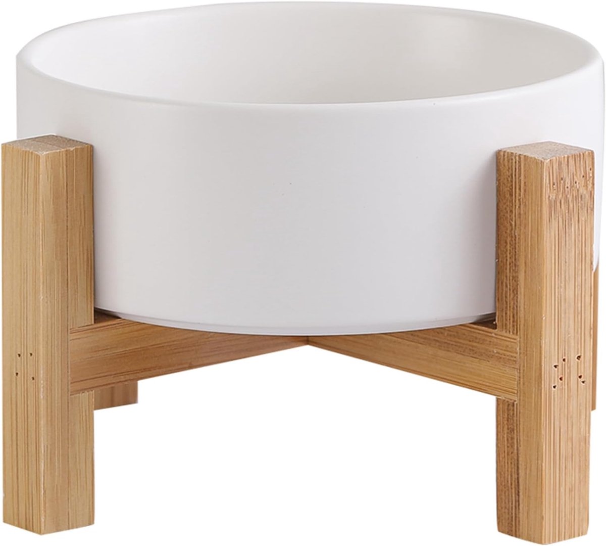 Verhoogde kattenkom met standaard - Anti-braak voer- en waterbak voor katten en kleine honden - Antislip ontwerp - 400 ml / 14 oz - Wit