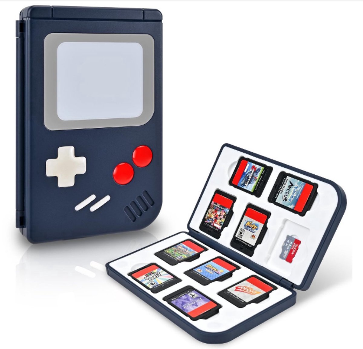 casalora® - Game Card Case - Geschikt voor Nintendo Switch Game Card - Switch Games-opslag - Retro-ontwerp - Game Card Houder - Opbergdoos - met 10 Game Card- en 10 Micro SD-kaartsleuven -Blauw - geschikt voor nintendo switch accessoires