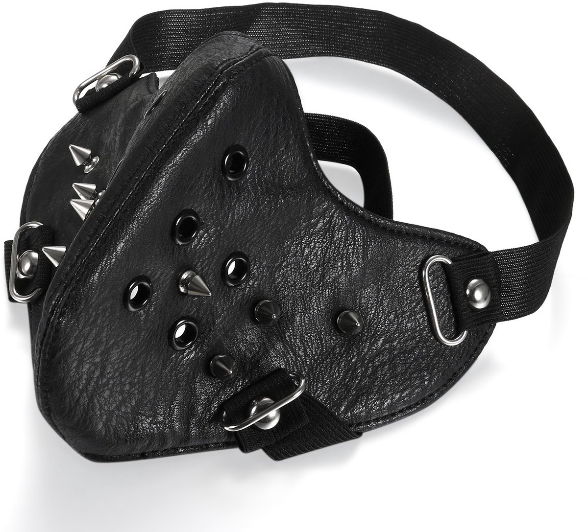 JewelryWe Masker bescherming halve bivakmuts spook doodshoofd schedel airsoft paintball outdoor skiën sneeuw surfen motorfiets fietser outdoor activiteiten kleur zwart PU leer legering fantasie, 1