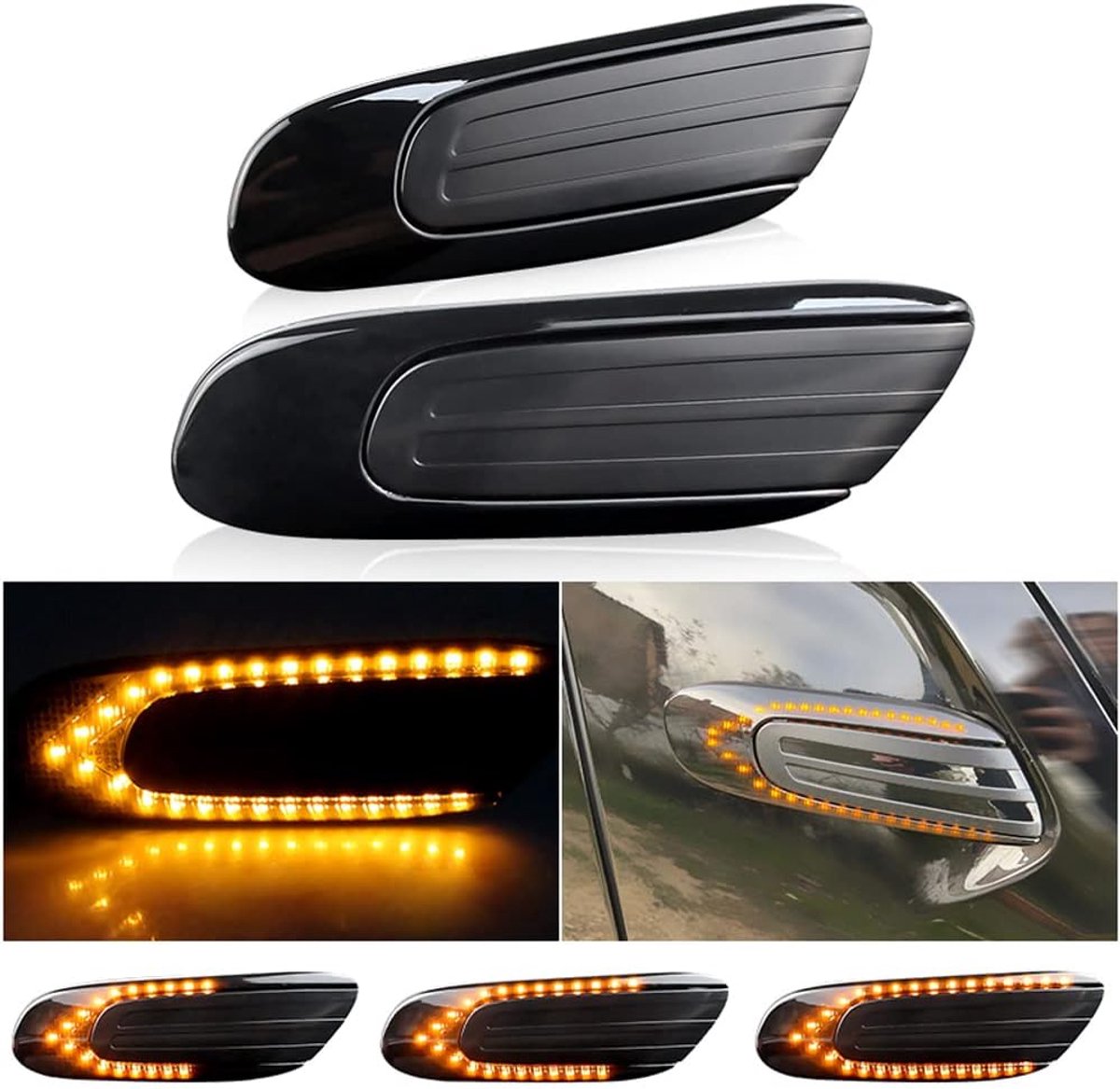 2 stks Dynamische Knipperende LED Zijmarkeringslichten Gerookte Lens Compatibel voor BMW Mini Cooper F55 F56 JCW F57