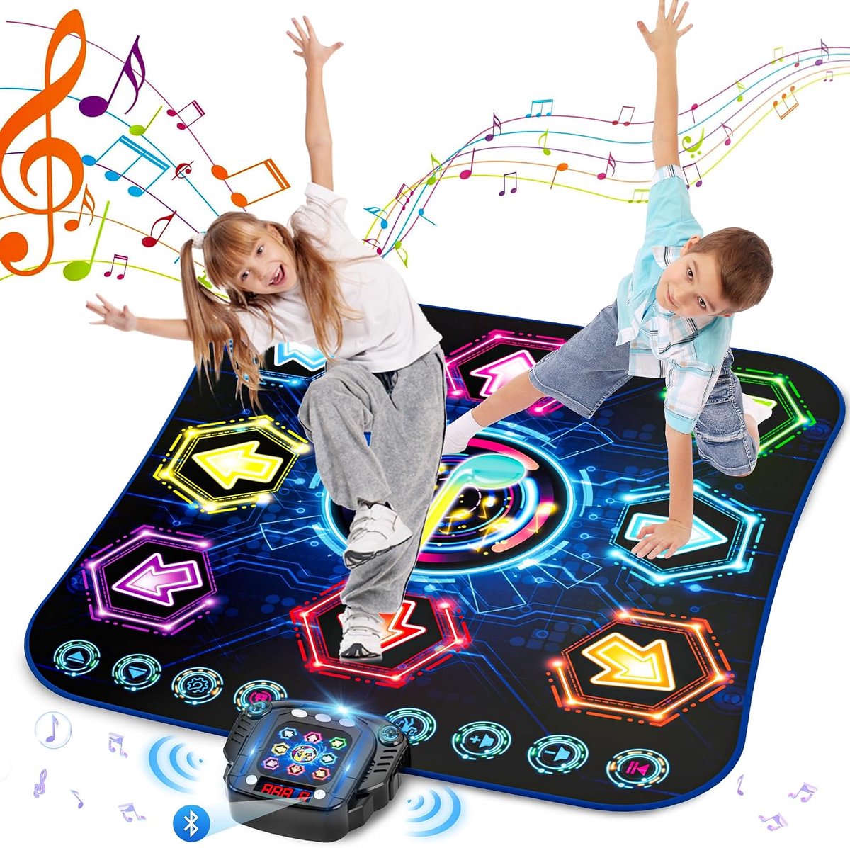 Dansmat, 2026 Light-up 8-knops danspad met draadloze bluetooth, geüpgraded stroomlichtregelsysteem met standaards, kinderspeelgoed, muziekgames, verjaardag voor 3-12 jaar oude jongens meisjes