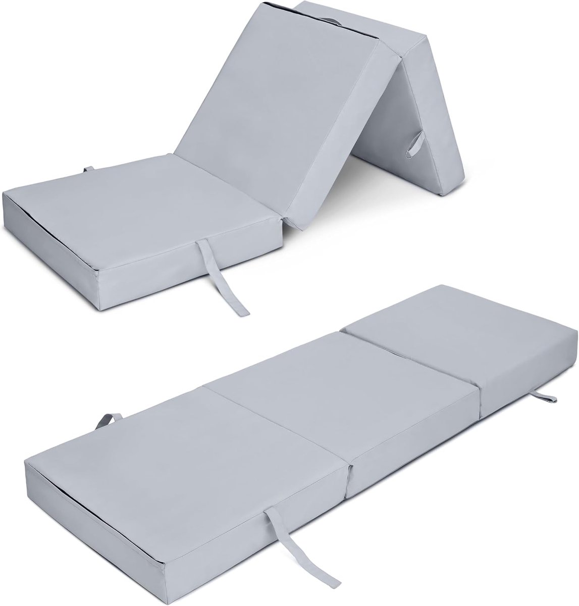 25 Enkele Opvouwbare Matras | Waterbestendig Indoor Outdoor Z Bed | Futon Bed voor Woonkamer, Slaapkamer, Camping, Gast en Logeermatras | Duurzaam en Comfortabel met Handvat (Zilver)