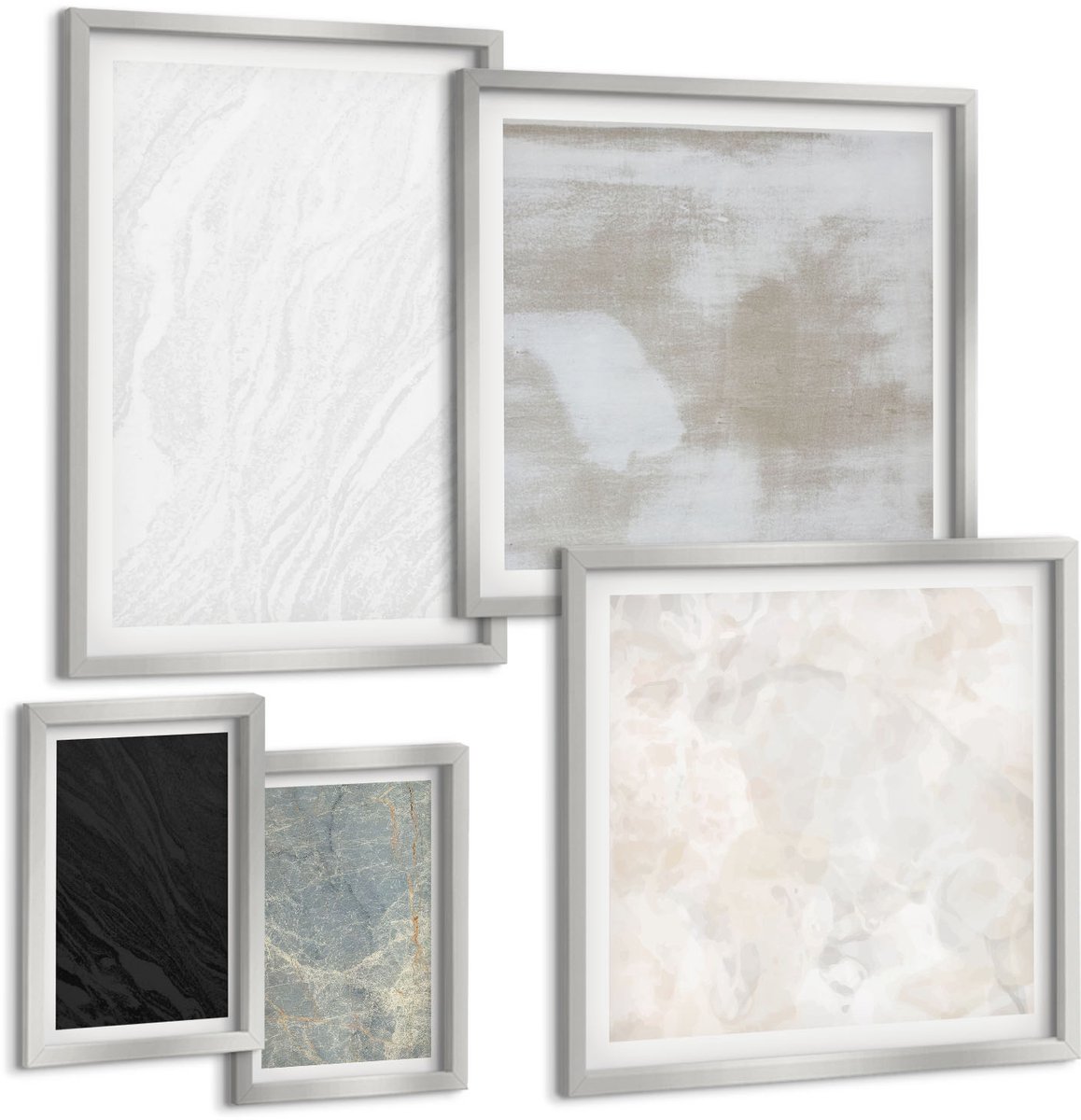 Coloray 5-Delige Schilderij Set - Vrouw In Moderne Stijl Met Abstracte Patronen - 20 x 30 cm - Muurdecoratie - Schilderijen Set - Woonkamer - Decoratieve Schilderijen