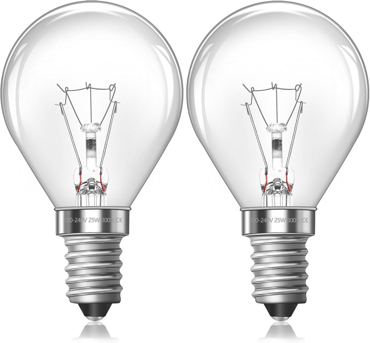Ovenlamp E14 G45, 300 graden, E14 ovenlamp, dimbaar, warm wit 2700 K, AC 230 V, 400 lm, kleine Edison schroeflamp E14 golfballamp voor ovens en fornuizen, lavalamp, gloeilamp, wax melt lamp, 2 stuks