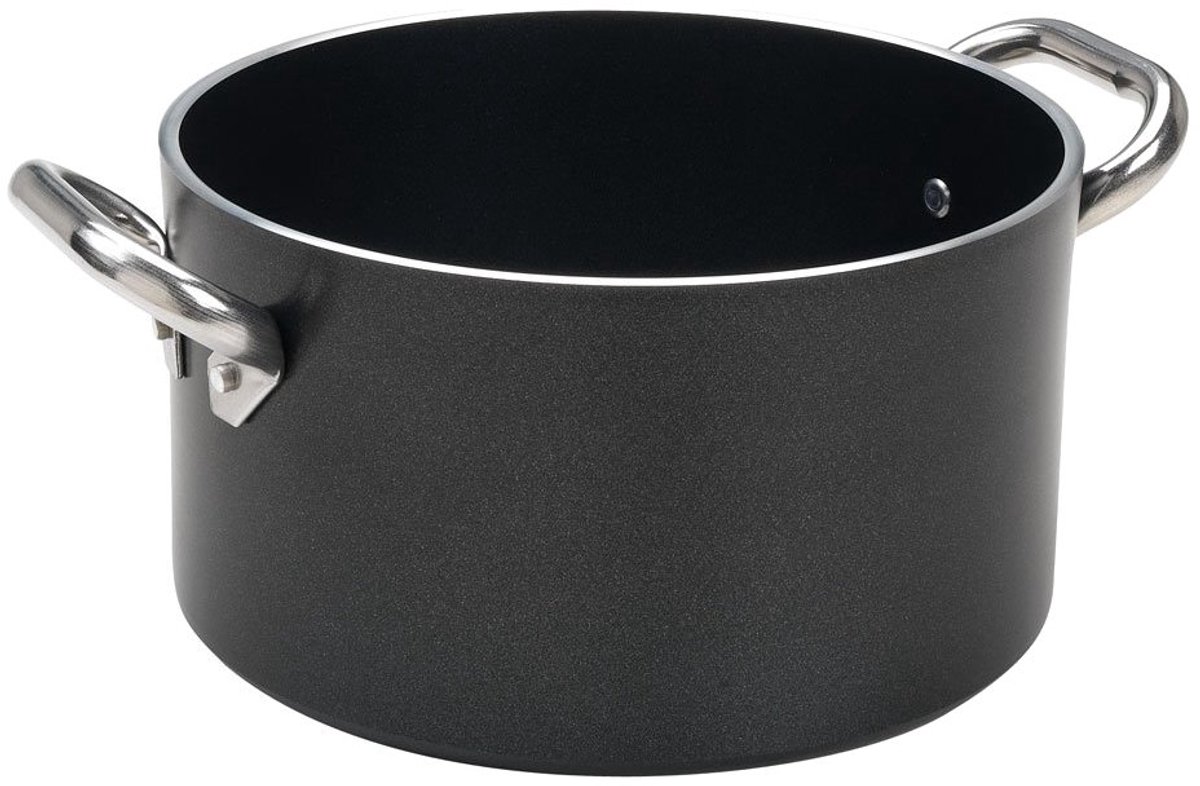 Pentole Agnelli ALSA2104SS28 Alsa Aluminium Zwarte Crist Diepe Saucepot met 2 Handvatten, 9,51 liter, Staal - ShopVlot