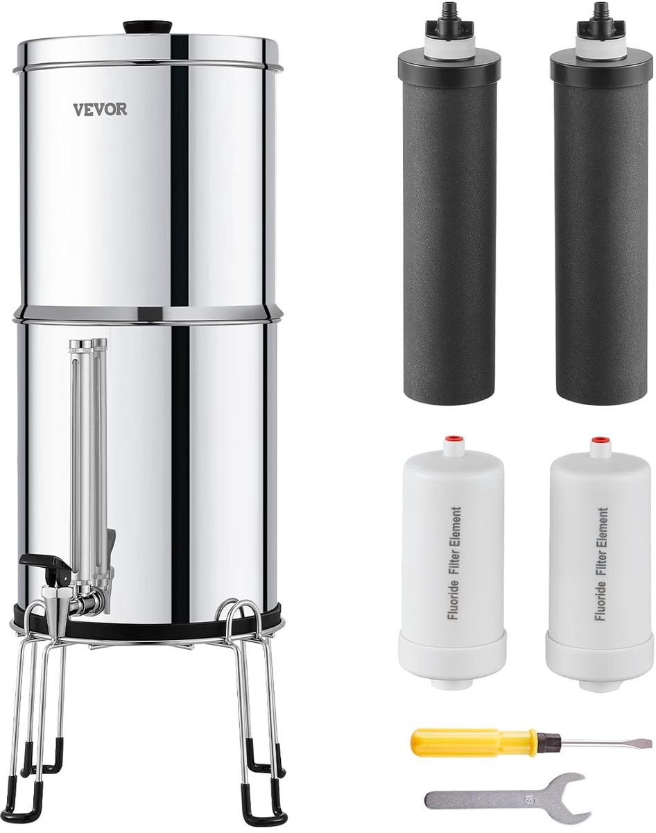 VEVOR Zwaartekracht-gevoed waterfiltersysteem, 2,25G 304 roestvrij staal aanrecht filtratiesysteem, vermindert lood en - ShopVlot