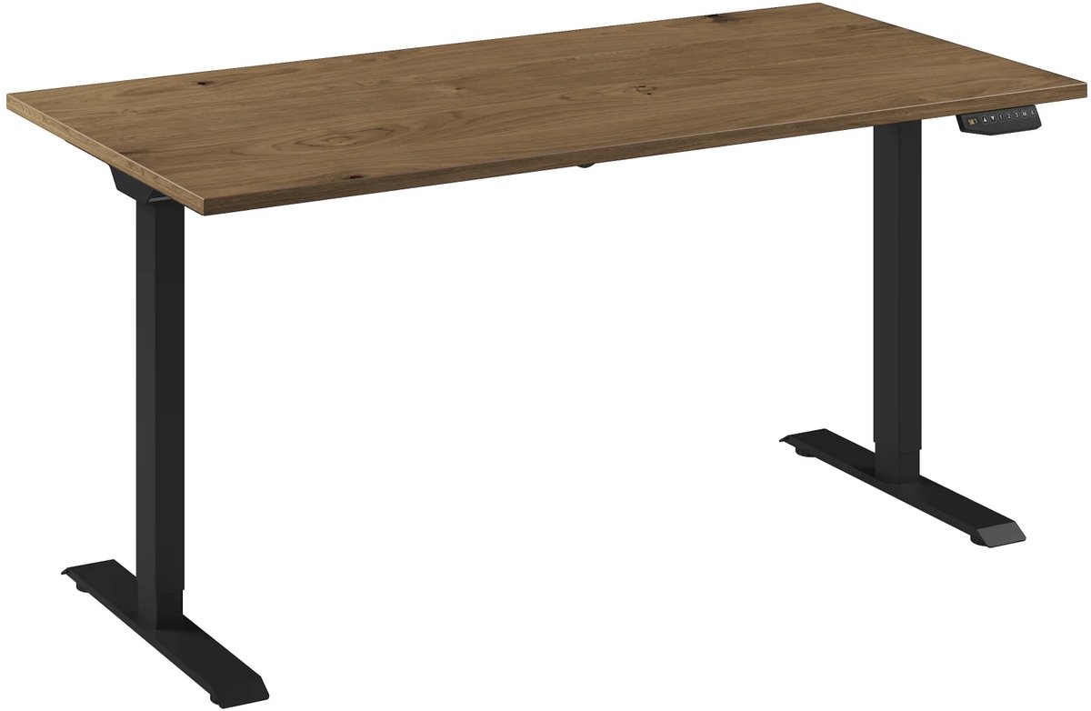 Bureau Adjust 1 Plus QA 160x80 Zwart/Eiken tabak