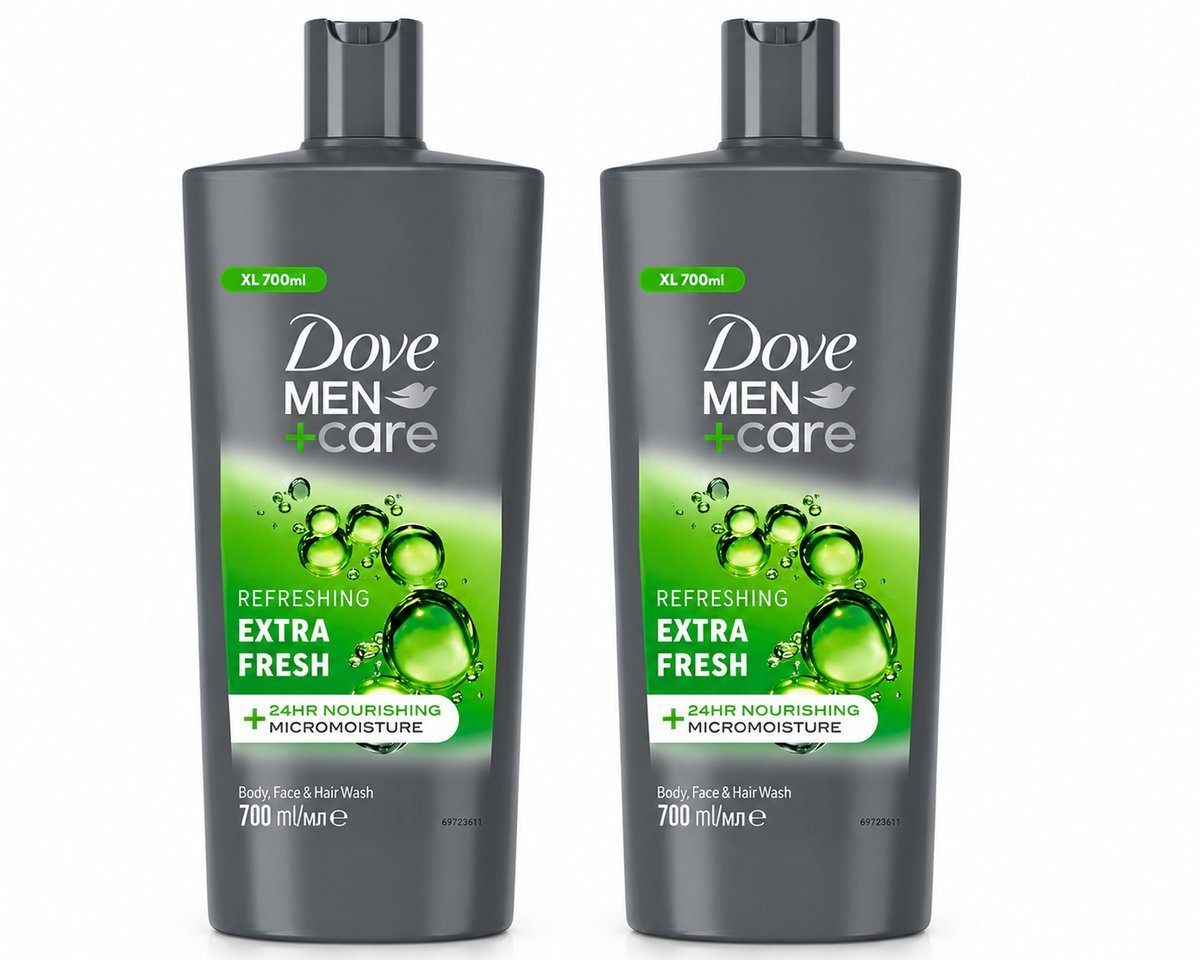 Dove Men+Care - Extra Fresh - Douchegel 3-in-1 - Verzorgend - 700 ml - Voordeelverpakking - 2 stuks