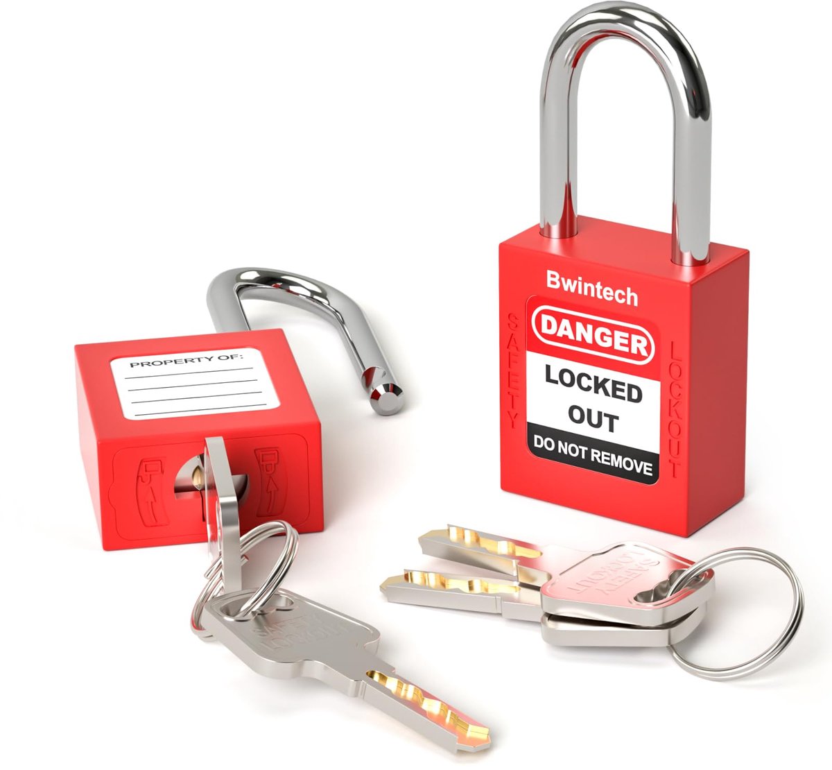 Bwintech 2 Pcs 38MM Rood veiligheidshangslot met sleutel voor lockout tagout-stations en -apparaten - ShopVlot