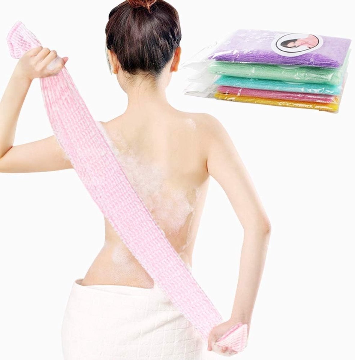 Exfoliërende Badhanddoeken - Diverse Kleuren - 30 x 90 cm - Nylon Scrubber - Voor Huidverzorging