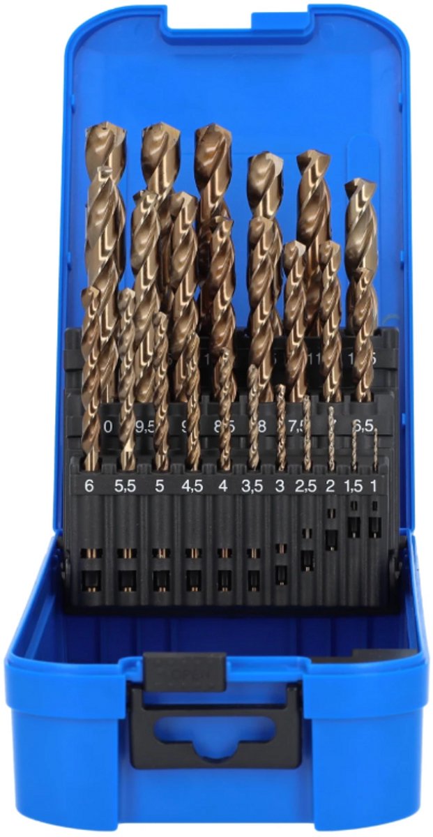 Labor metaalboren ø1,0-13,0mm HSS- Cobalt 5% spiraal DIN 338 - per 25 delig (AK910025)