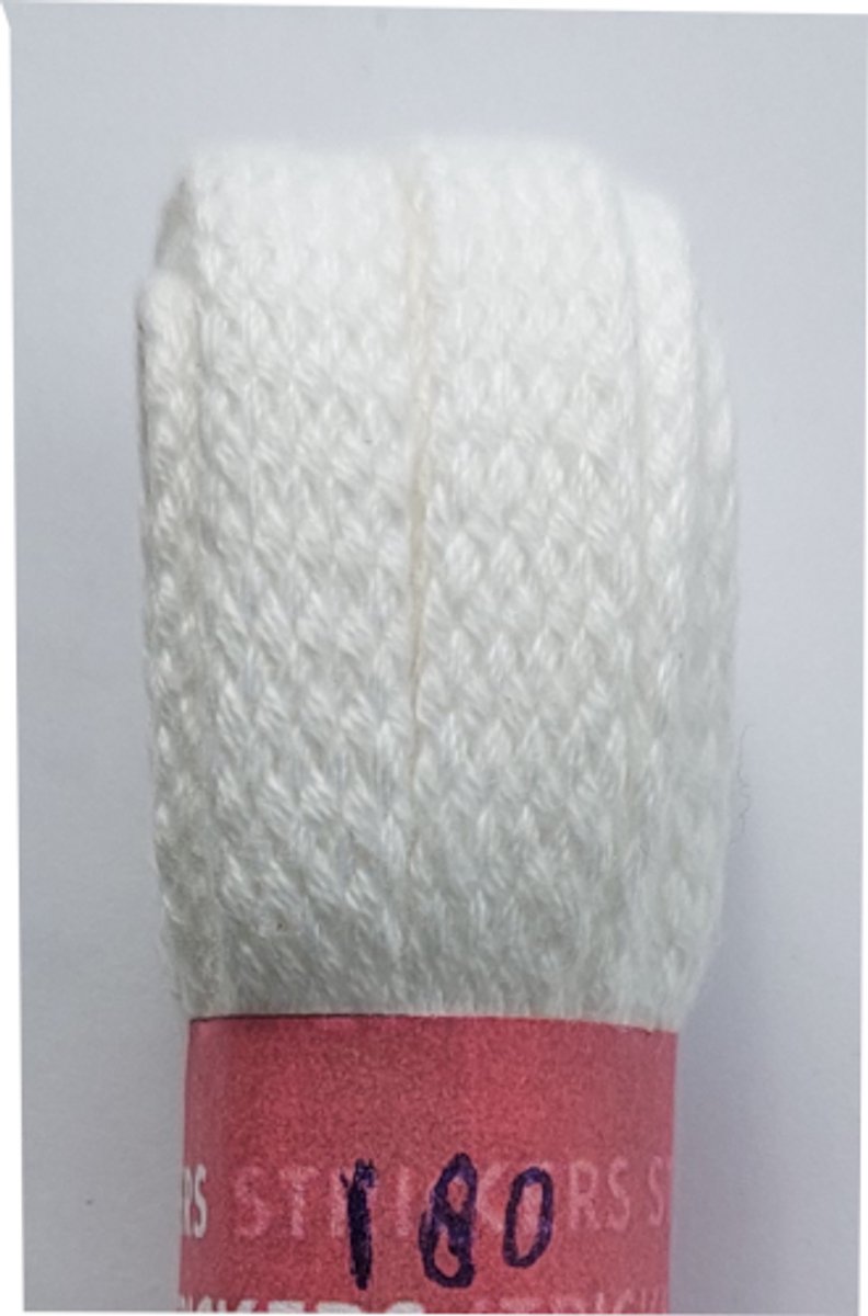 Strickers Veter - Wit - Plat - Lengte 180 cm - Breedte 7 mm - Schoenveter