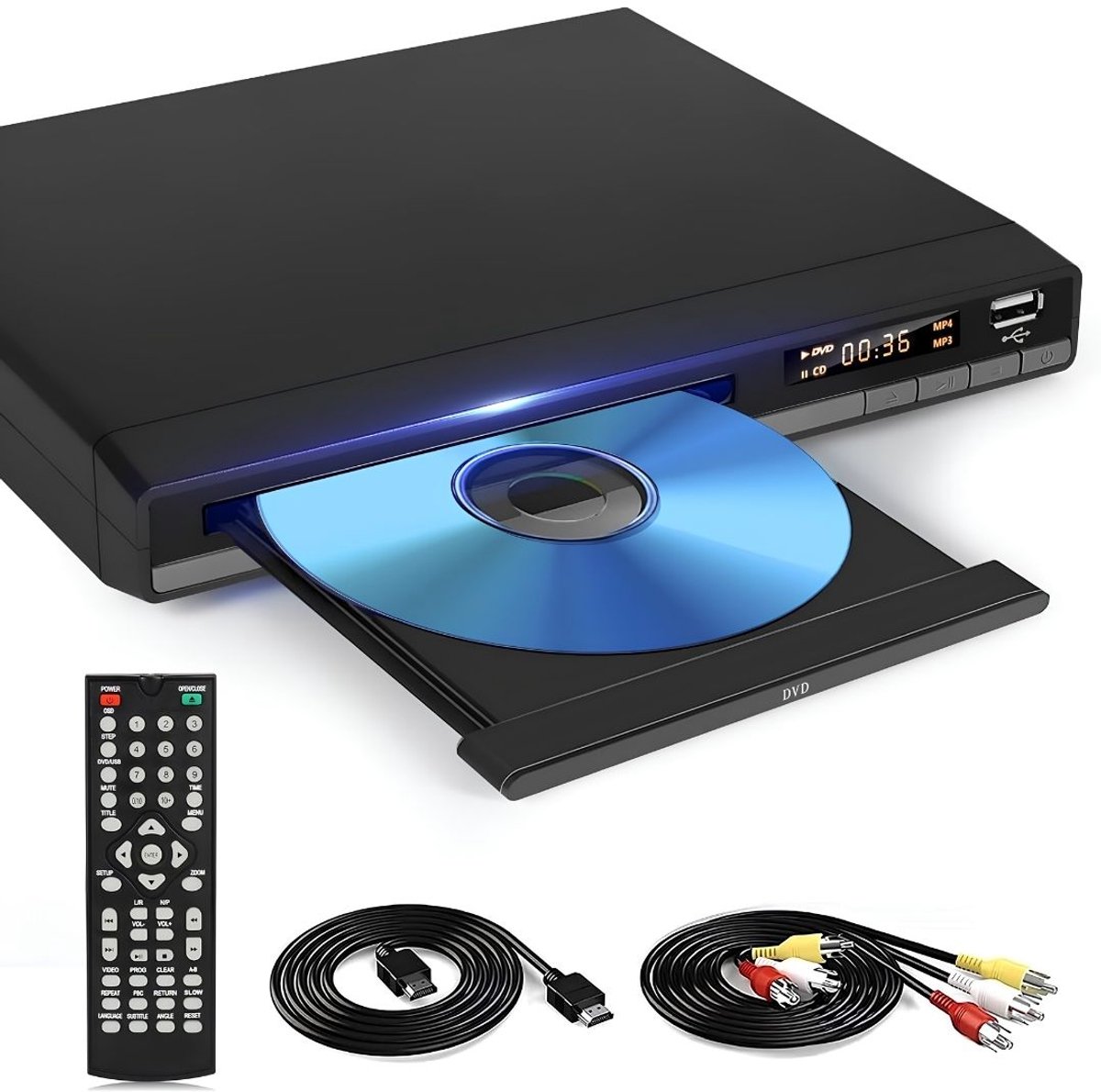 TYR® Dvd Speler - Dvd Speler met HDMI - Dvd Speler voor Tv - Zwart - 27cm x 26cm x 8cm