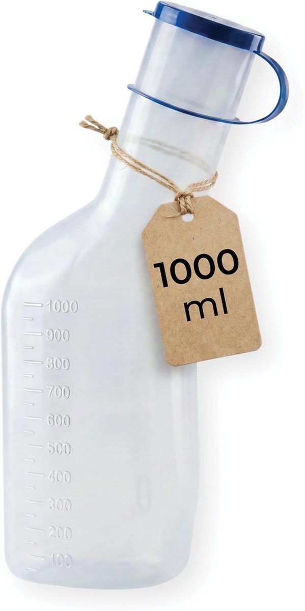 ComfiCare® Urinaal mannen - Urinaal - Plasfles mannen - Plasfles - Urinefles voor mannen - Urinoir - Urinaal mannen met deksel - Urinoir fles - Semi-transparant met blauw dop