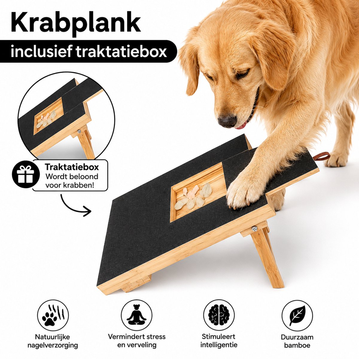 BlueTime - Krabplank Hond - Honden Krab Plank - Hondenkrabplank - Krabplanken - Krapplank - Nagelknipper - Nagelvijl - Traktatie Box - Staande Variant