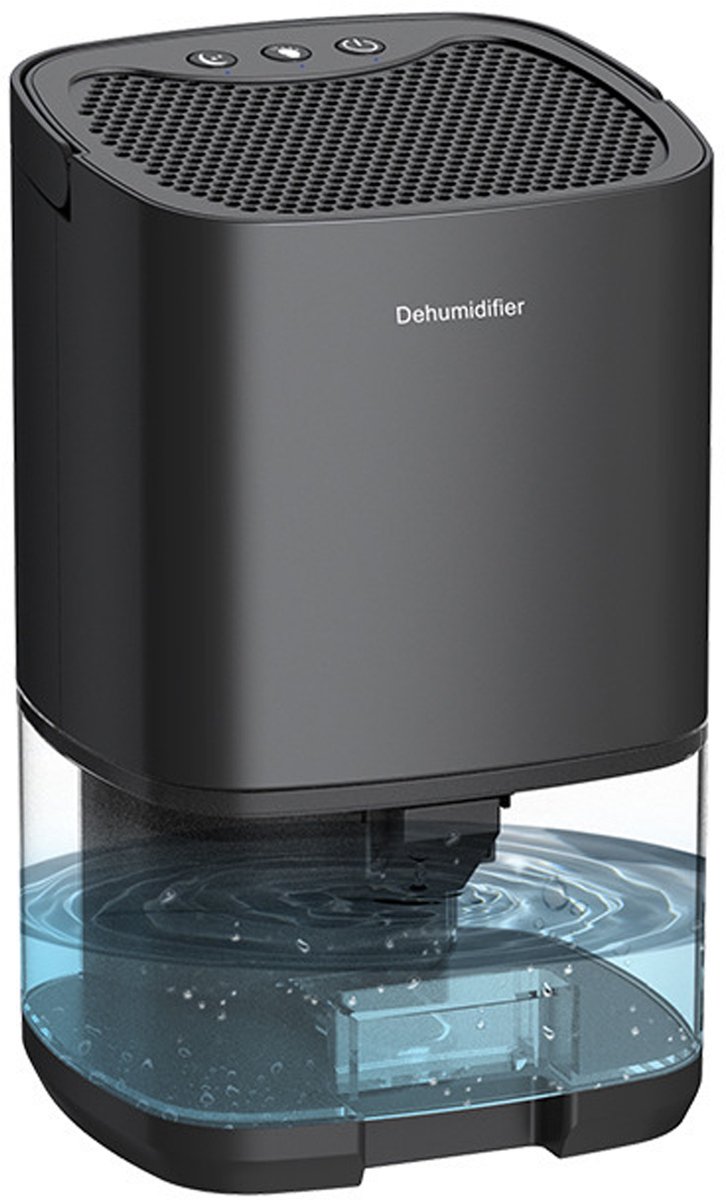 MODFU Luchtontvochtiger Elektrisch – Peltier Technologie – 450 ml/dag – 1000 ml Waterreservoir – 7 Kleuren LED – Voor Slaapkamer, Badkamer, Kelder – Zwart