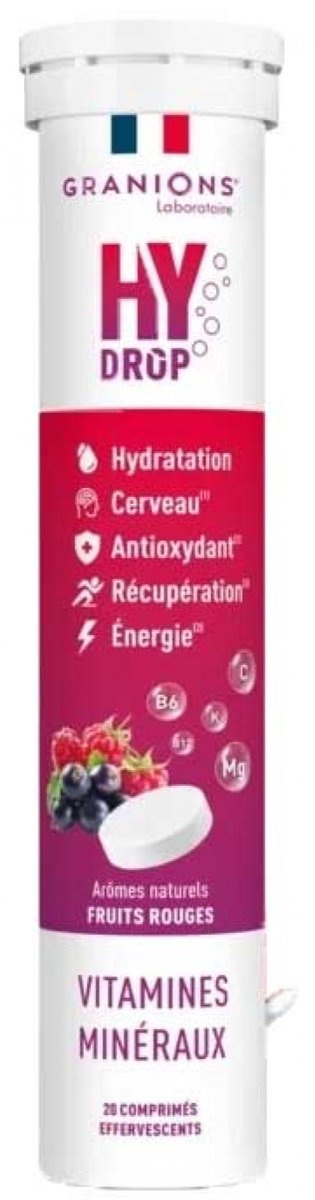 Granions HyDrop Vitaminen Mineralen 20 Bruistabletten (Smaak : Rood fruit)