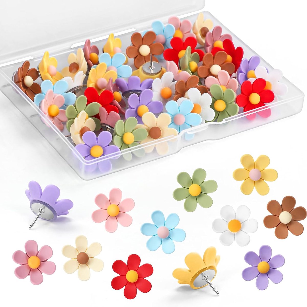 Punaises - push pins - Pushpins - punaises voor prikbord - punaise - 50 stuks - punaises Meerkleurig - kantoor artikelen - Decoratieve pushpins - Prikbord Accessoires - Geschikt Voor Prikborden, Huisdecoratie