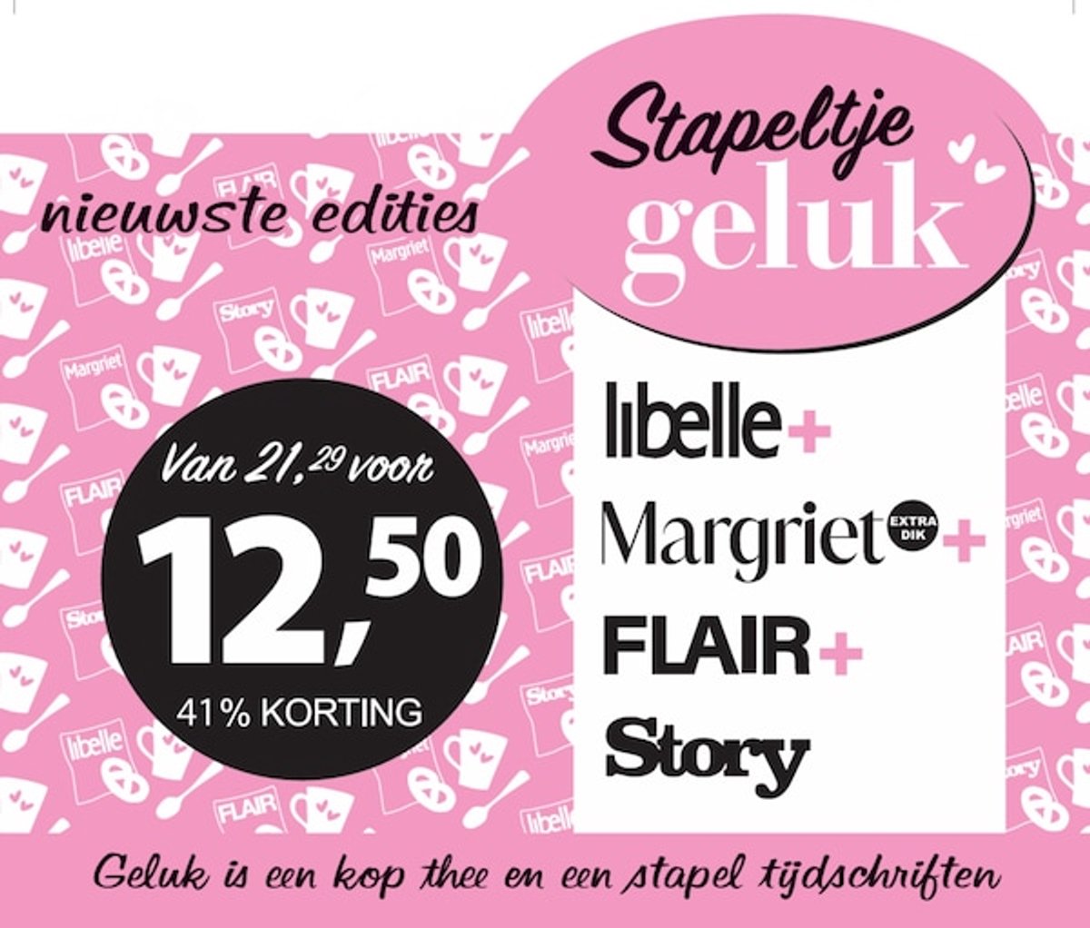 Tijdschriftenpakket Stappeltje Geluk 2026-36 - Magazine voordeelpakket: Libelle & Margriet & Flair & Story