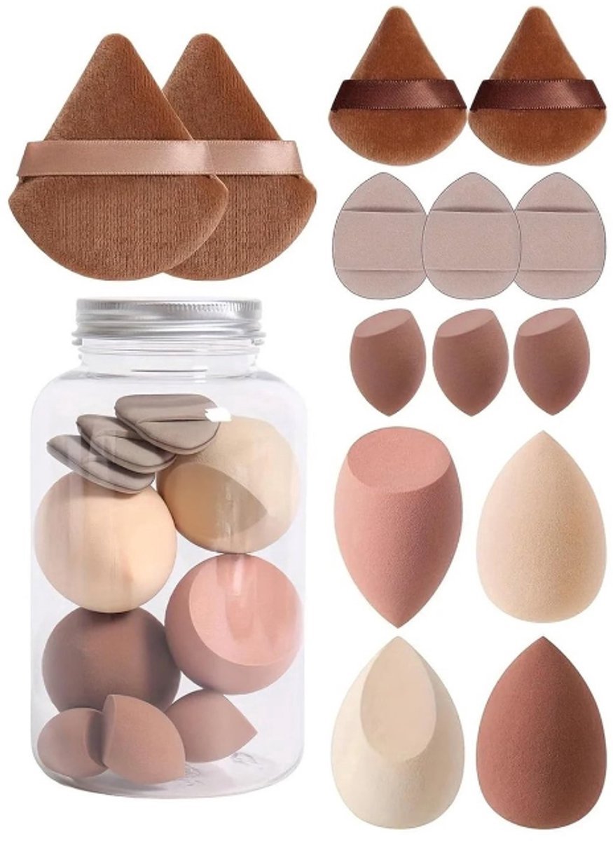 Make-up sponsje - Makeup sponsjes - Professionele beauty blenders - powder puff 14-delige make-up sponsset - voor het aanbrengen van vloeibare en poedermake-up