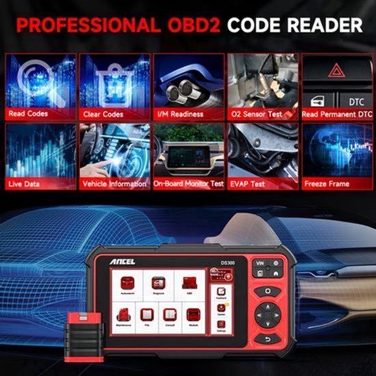 OBD2 Scanner – Auto Diagnosescanner – Foutcode Lezer – Auto Scanner – Diagnoseapparaat – Vier Systemen Diagnose – Olie Reset Functie – Handheld Compact