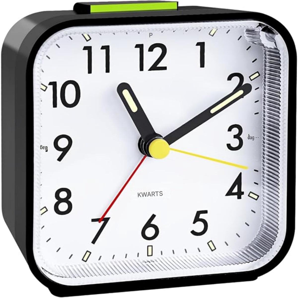 SSTRWGOOD Wekker - Analoge Wekker Zonder Ticken - Nachtlicht Functie - Batterij Aangedreven met Luide Alarm en Snooze - Geschikt voor Slaapkamer en Reizen - Kunststof Behuizing - Afmetingen 7.5x7.5x4cm