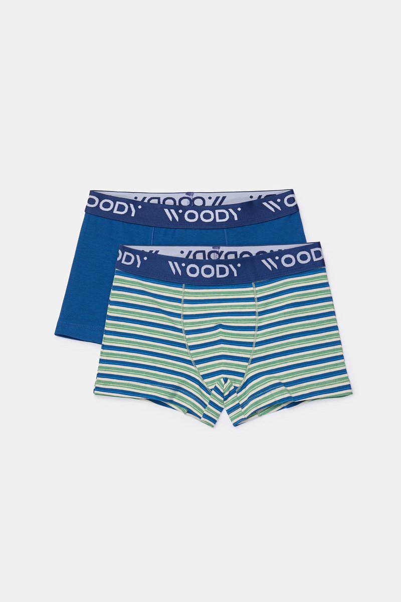 Woody - Duopack Boxers - Donkerblauw + streep - 3 jaar