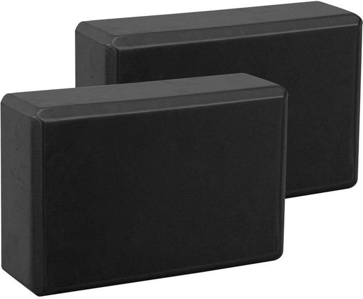 Yogablokken met hoge dichtheid, inclusief mat, 2-delige set - comfortabele, antislip blokken, geschikt voor fitness - lichtzwart.