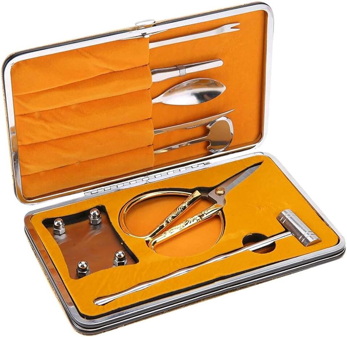 Dailygoods- Krabgereedschap 8-delig - Roestvrijstalen Notenkraker - Zeevruchtenklauwgereedschap - Hamerlepel/Pincet - Duurzaam/Hoogwaardig - Comfortabel in gebruik - Zeevruchten Ge