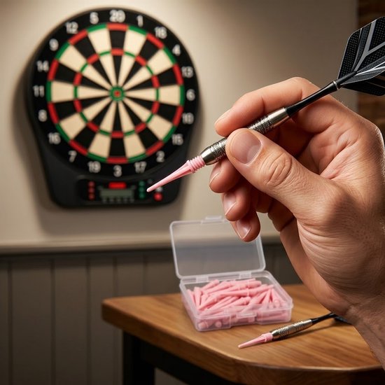 Roze dart tips soft tip set 180 stuks darts accessoires kunststof dart punten vervangbare soft tips voor elektronische dartborden inclusief opbergdoosjes — afbeelding 4